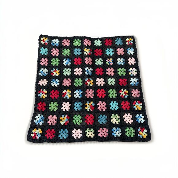 Afghan Granny Square Pillow Cover Case Square Knit 17x17 Handmade - Picture 1 of 5